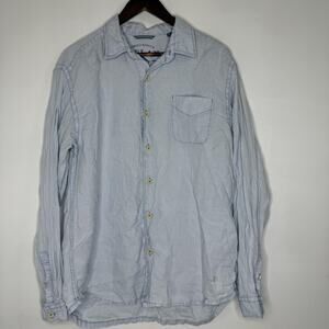 Tommy Bahama Relax Shirt Mens Large Light Blue 100% Linen Long Sleeve Button